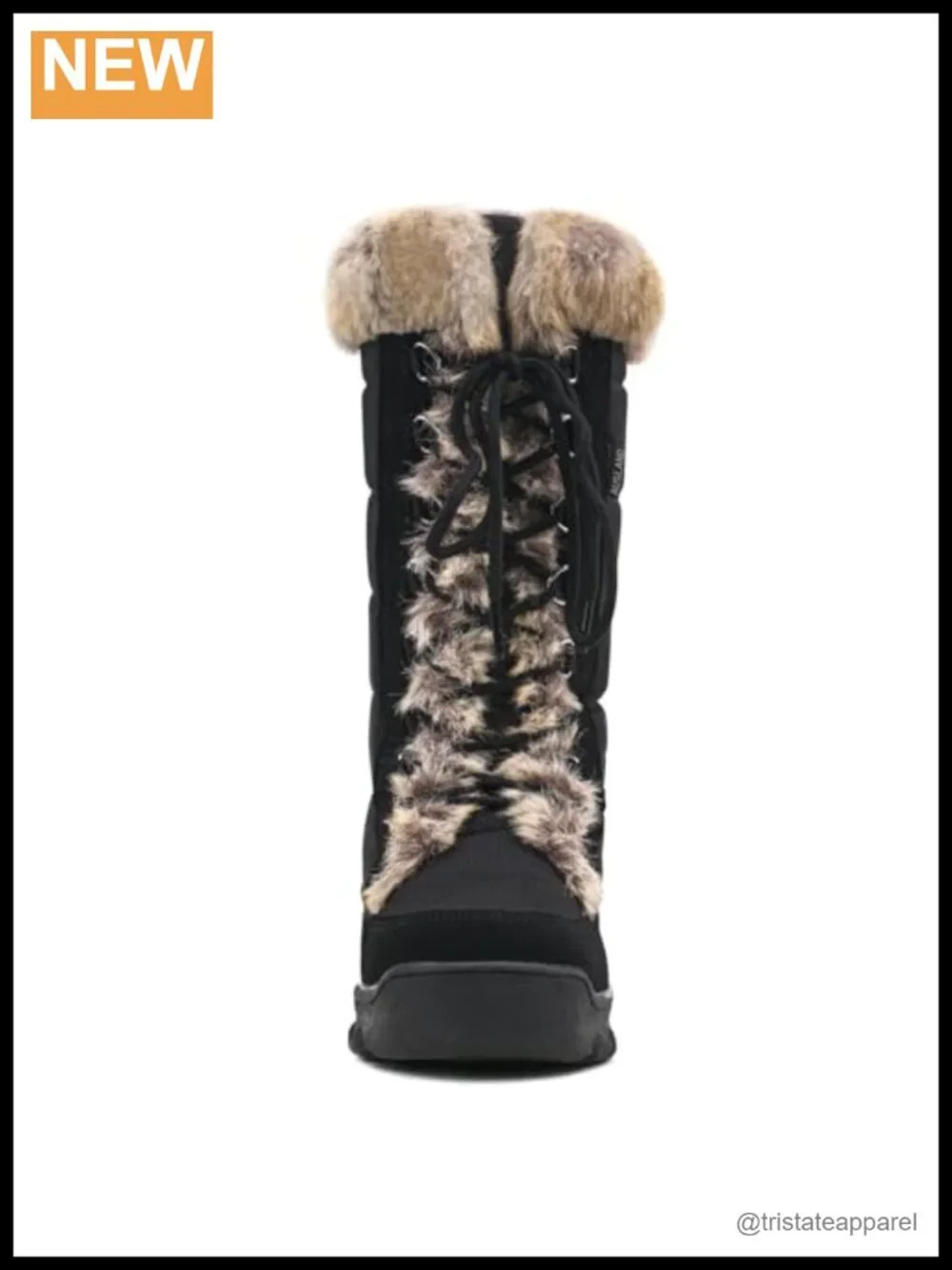 Women's Waterproof Fur Cuff Mid-Calf Lace Up Snow Boots